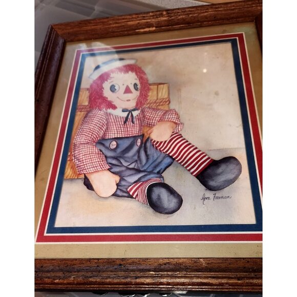 Raggedy Andy Picture Ava Freeman Sitting  Painted  7 x 9 Frame  11 x 13 Frame a - Picture 1 of 5